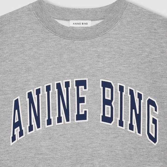 Anine Bing Spencer Sweatshirt Heather Gray with Navy Size M NWT - Picture 4 of 5